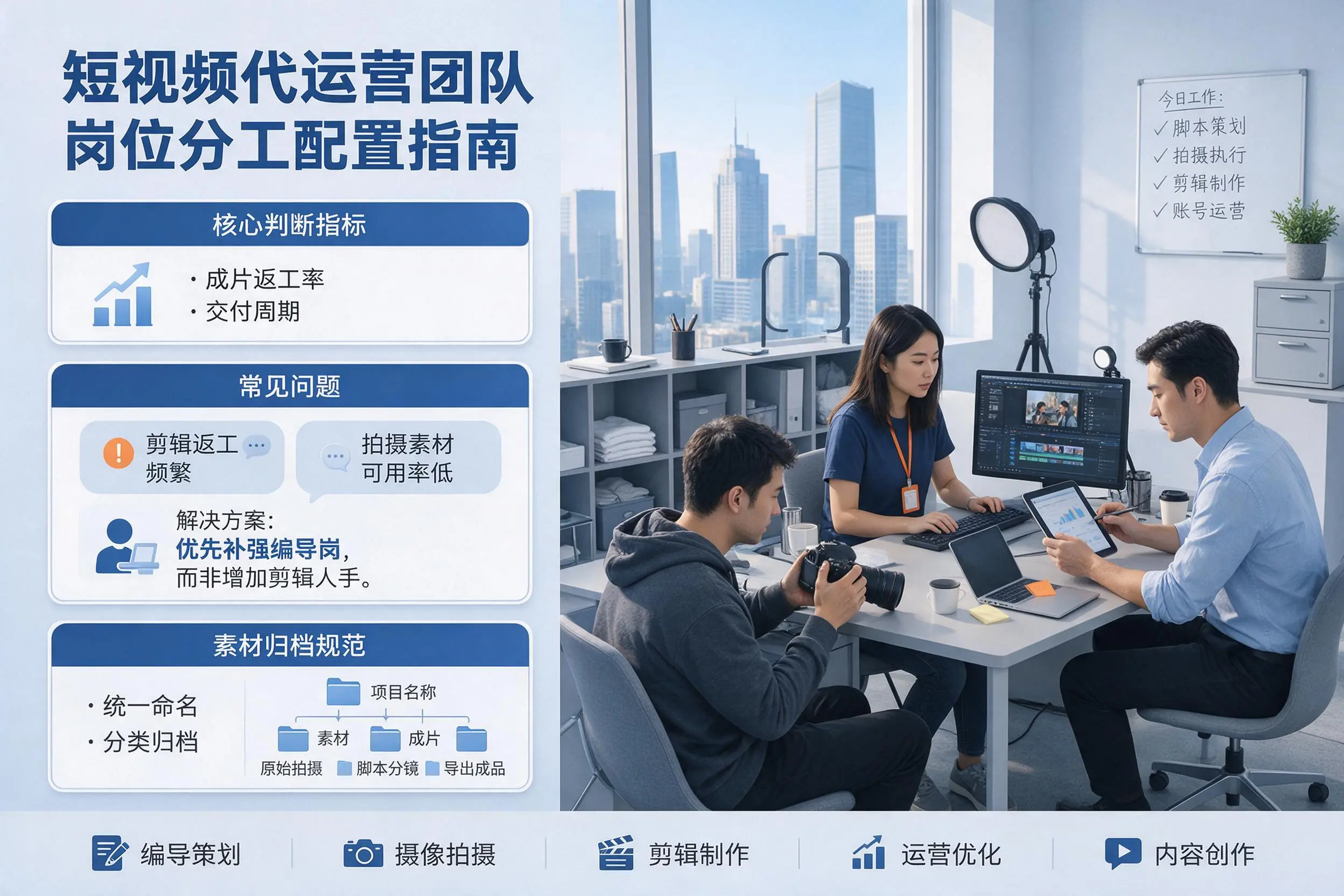 短视频代运营团队如何配置?周口企业岗位分工科普说明