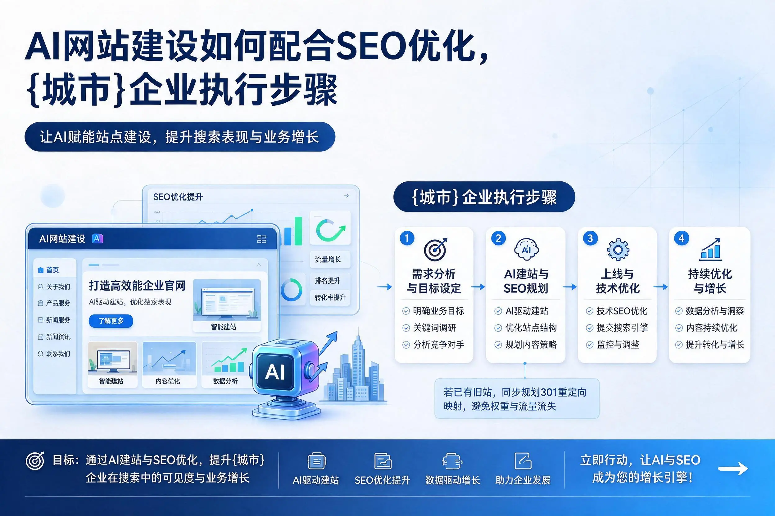 AI网站建设如何配合SEO优化,周口企业执行步骤