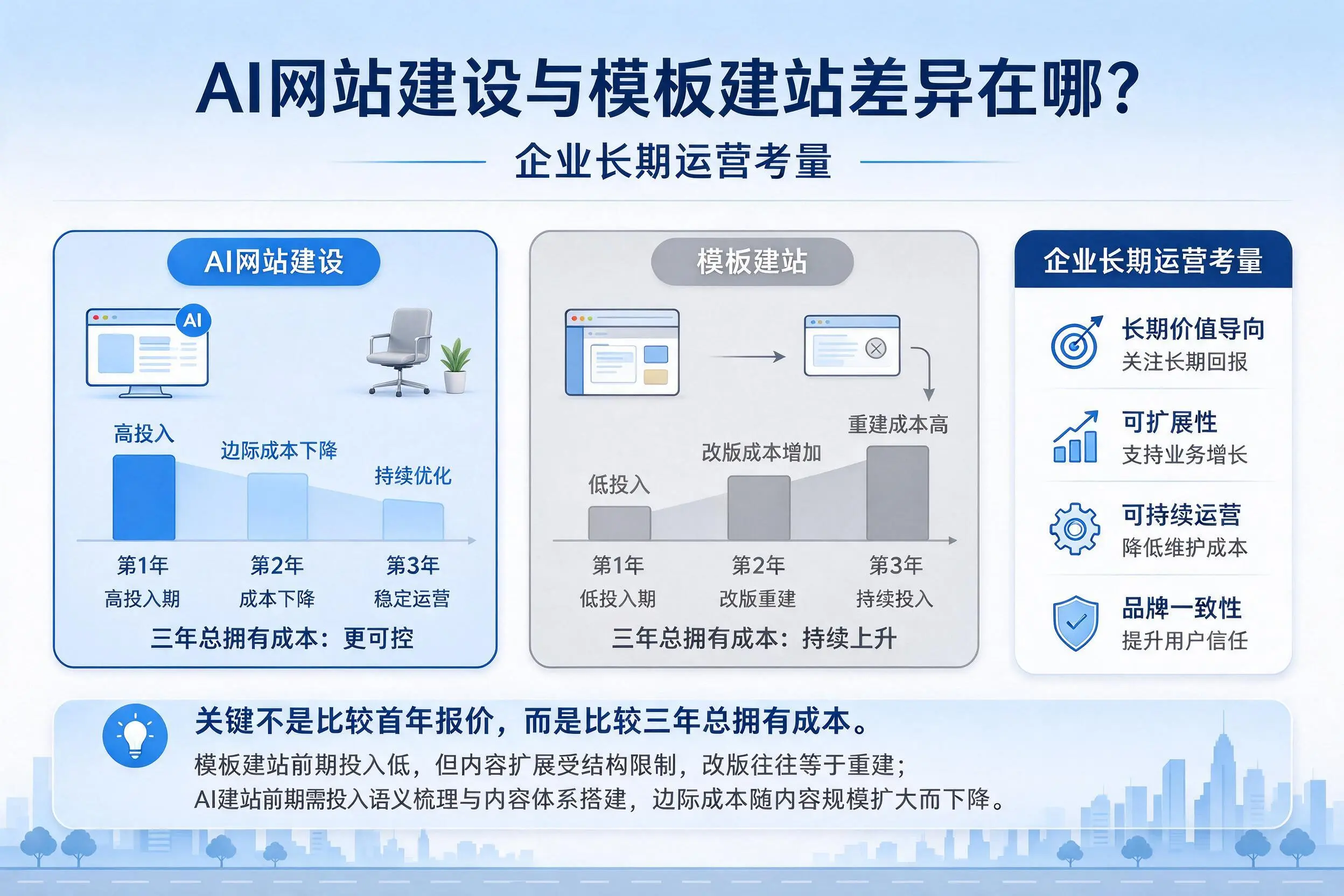 AI网站建设与模板建站差异在哪?周口企业长期运营考量